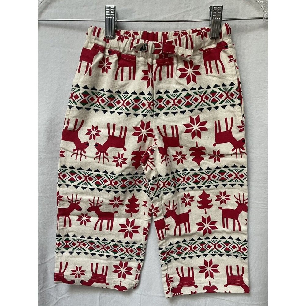 Hanna Andersson Dear Deer Pajama Pants Boys 3 90 Pocket Drawstring Christmas New